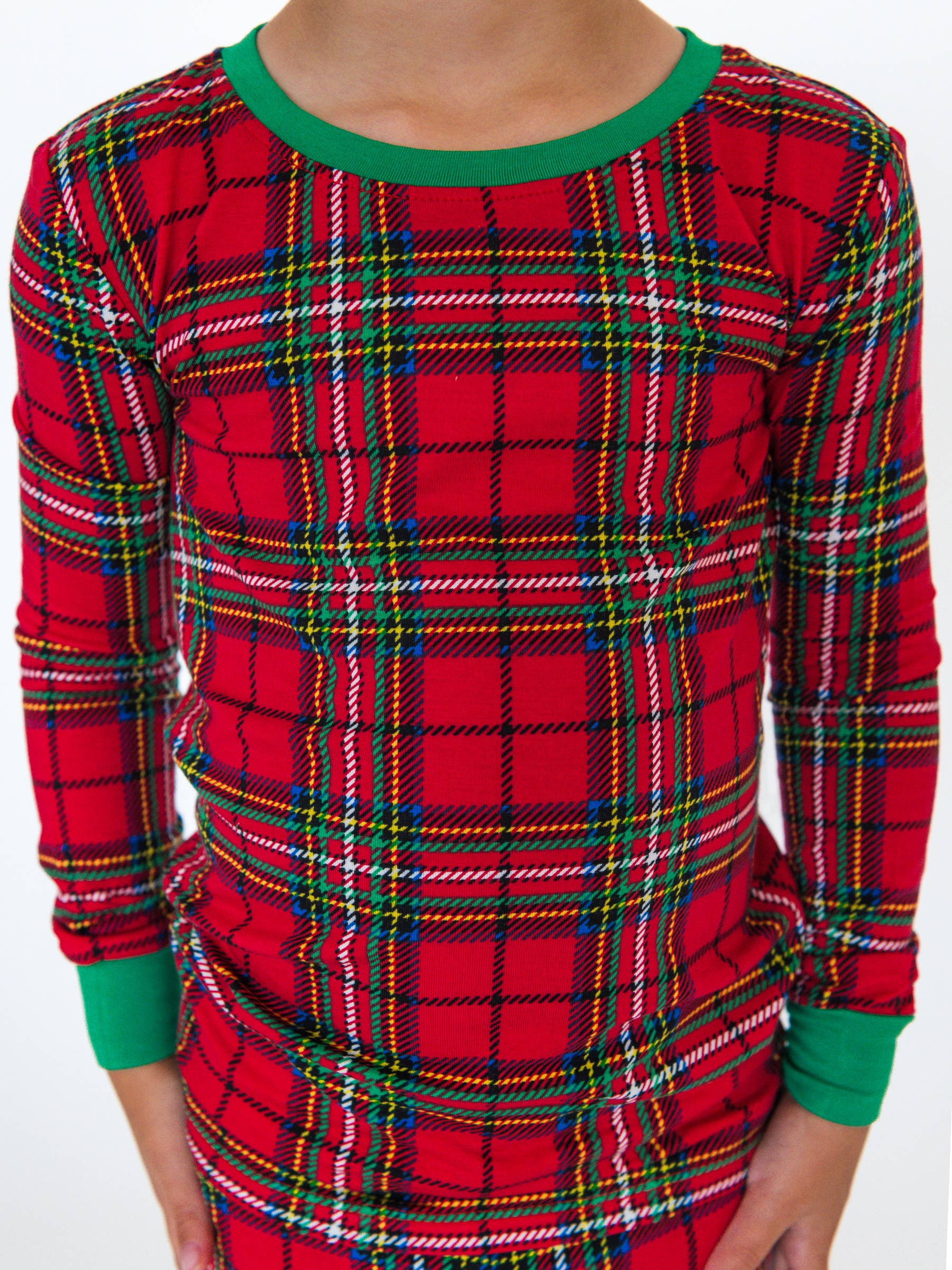 Röd SoftSnooze™ Barn Bambusviskos Röd Nicholas Rutig Pyjamaset med Lång Ärmar för wholesale på Faire3