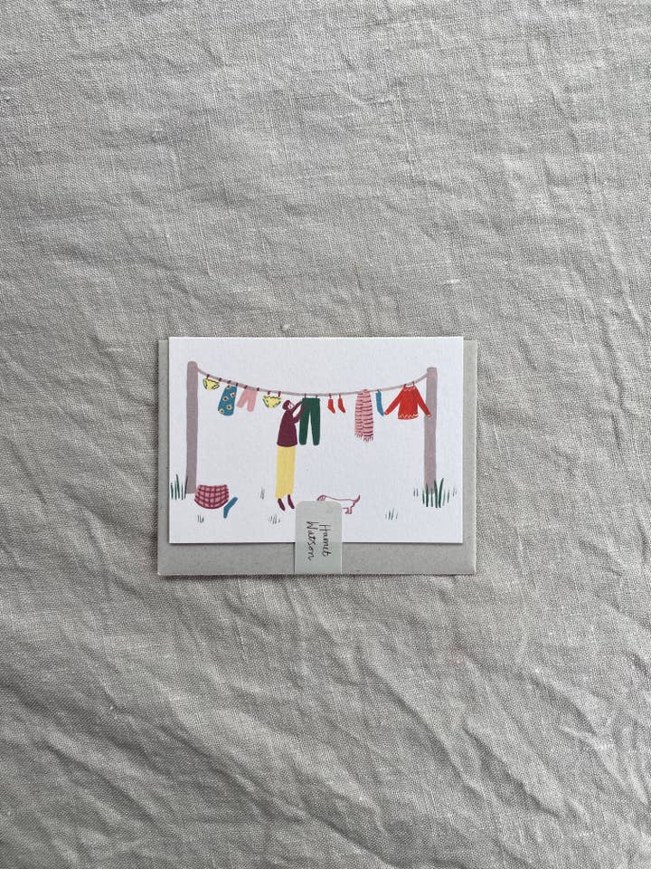 A7 card- Putting the Washing out for wholesale by Harriet Watson