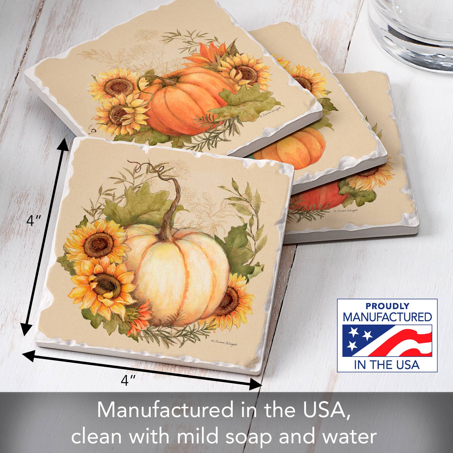 CounterArt/Highland Home/Thirstystone - Vente Sous-verre - Ensemble de 4 sous-verres assortis "Champ de Récolte"4