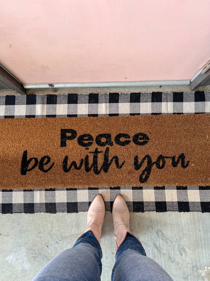 XL Doormat - Peace be with you (New Length) for wholesale by Modern Burlap