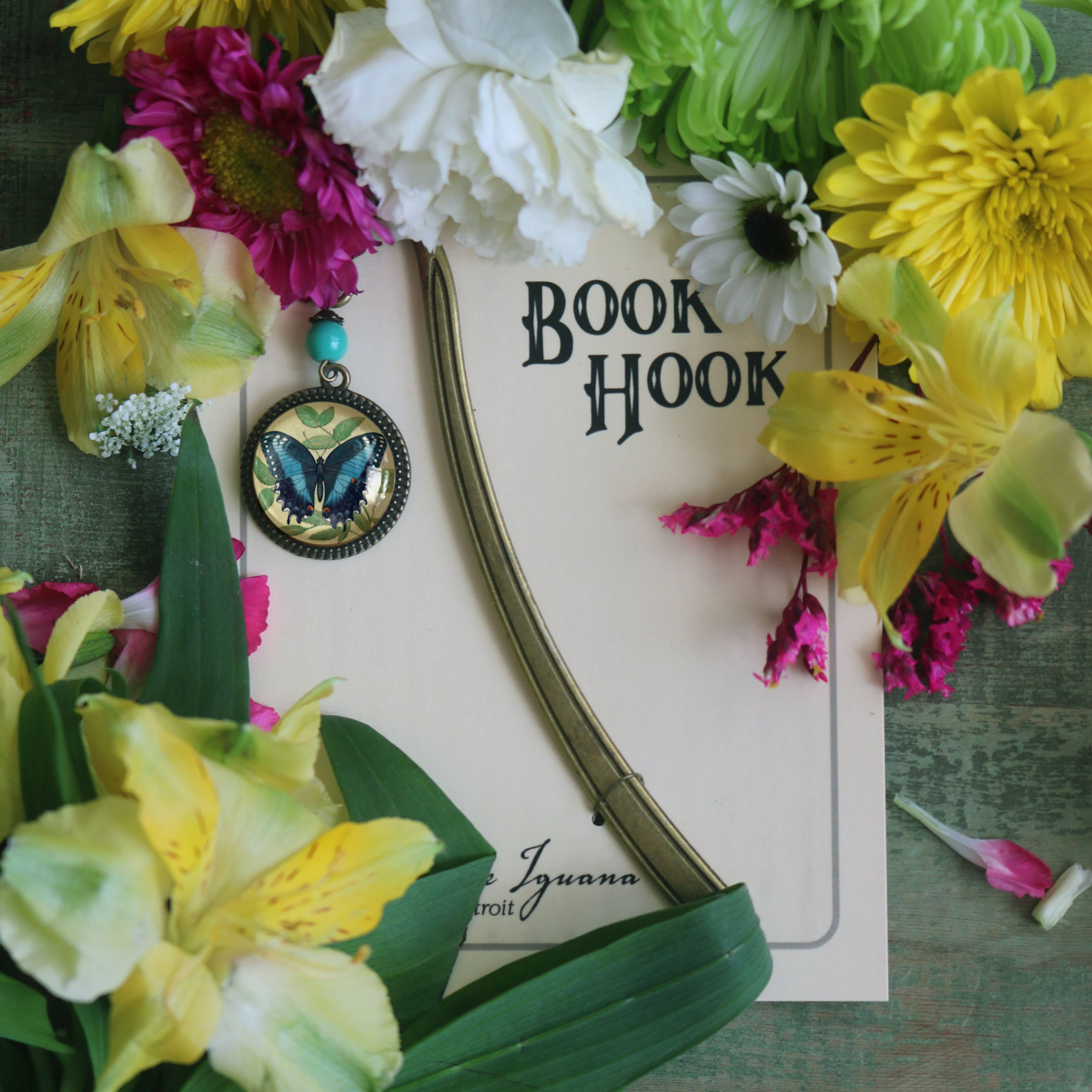 The Divine Iguana – Engroshandel Bogmærke – Blå Svalehale Sommerfugl Bronze og Glas Bogmærke3