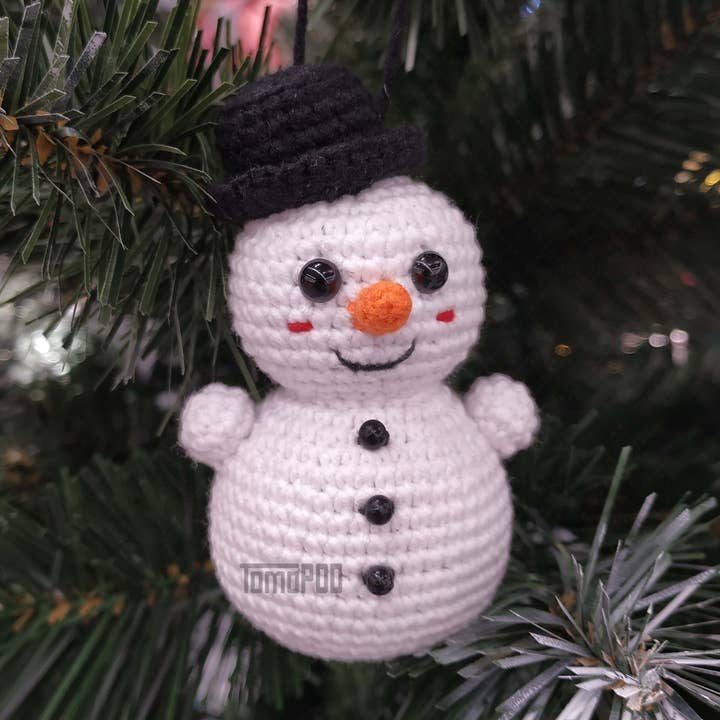 Crochet Snowman Christmas Tree Ornament, Holiday Decor Gift for wholesale by TOMOPOD LLC