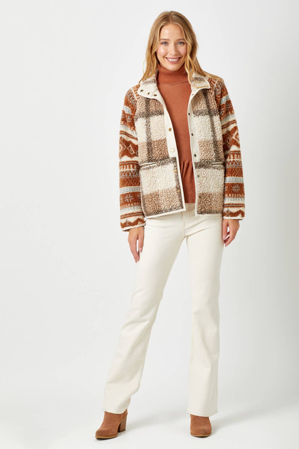 Mystree - Vendita all'ingrosso Felpa in pile - Donna - 60305 Giacca in pile con stampa mista4