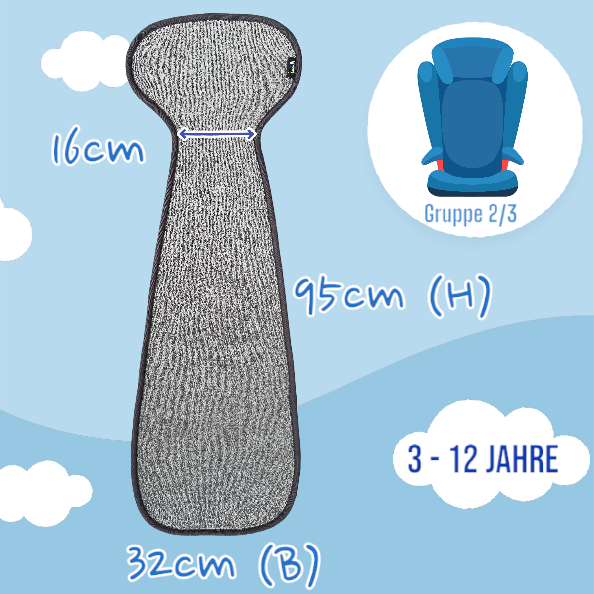 HECKBO - Vente Housse de siège auto – enfant et bébé - Housse de siège auto groupe 2/3 gris1