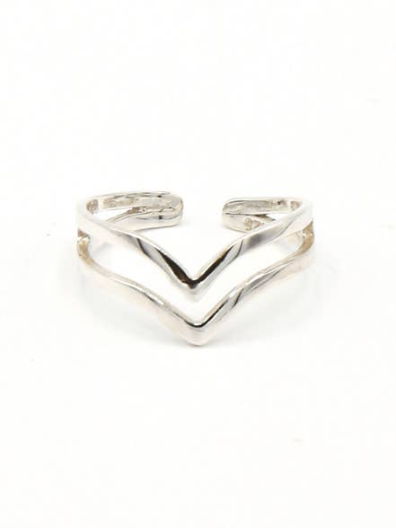 Double V Sterling Silver Ring for wholesale by Fair Anita