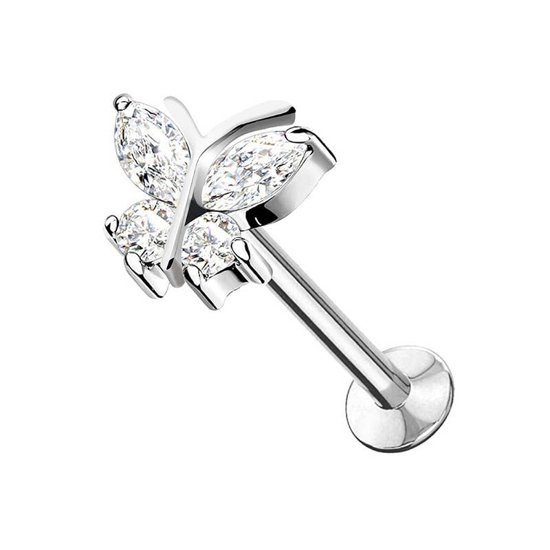 AMORINO SRL - Wholesale Lip Ring - LABRET PIERCING WITH CRYSTAL BUTTERFLY - JQ720L005