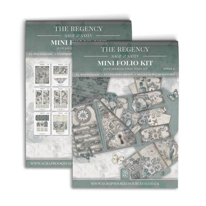 The Regency Sage & Satin Mini Folio Kit Style 2 for wholesale by Scrapbook Resource Co