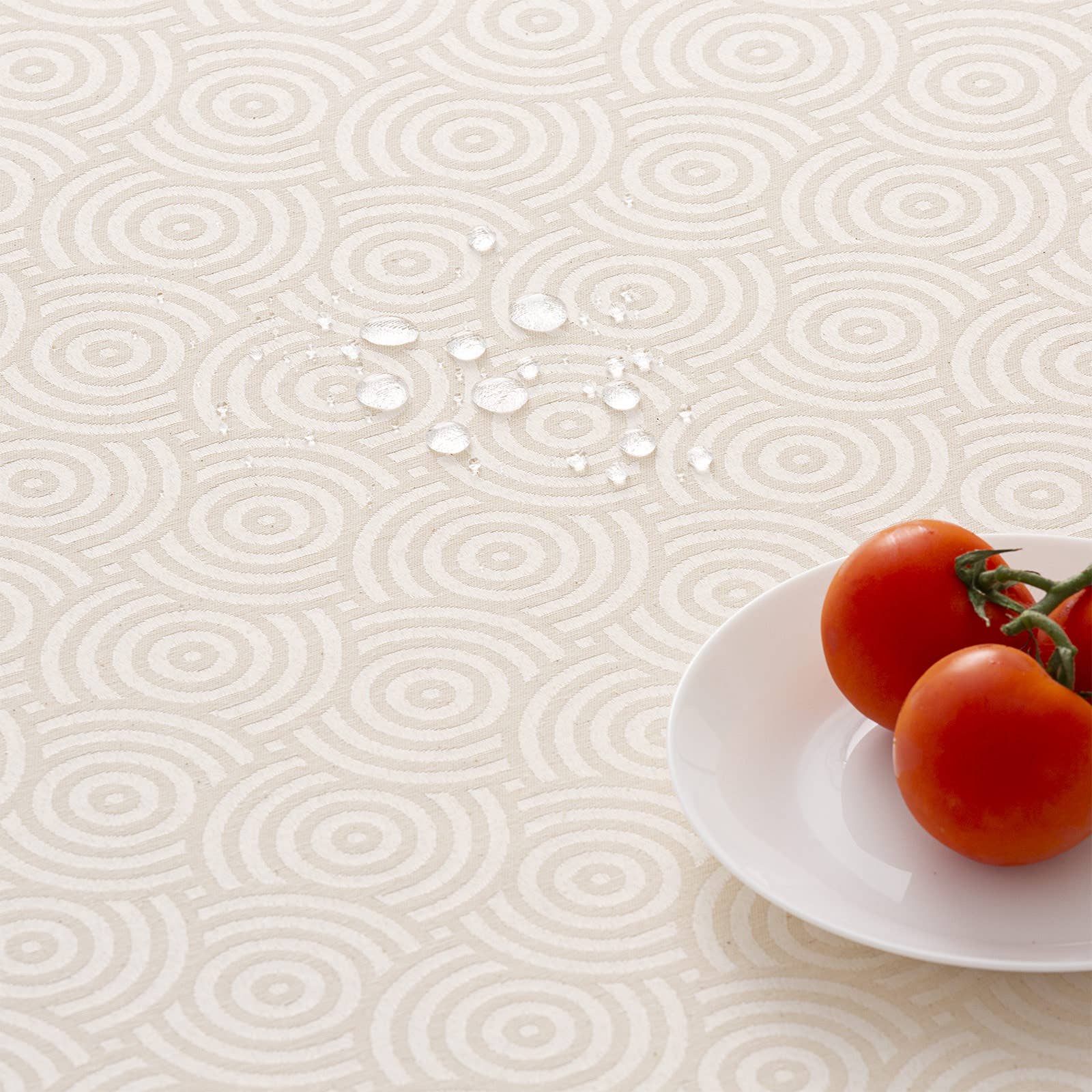 GAMUSI - Venta al por mayor Manteles - Mantel impermeable jacquard algodón circulos RING18