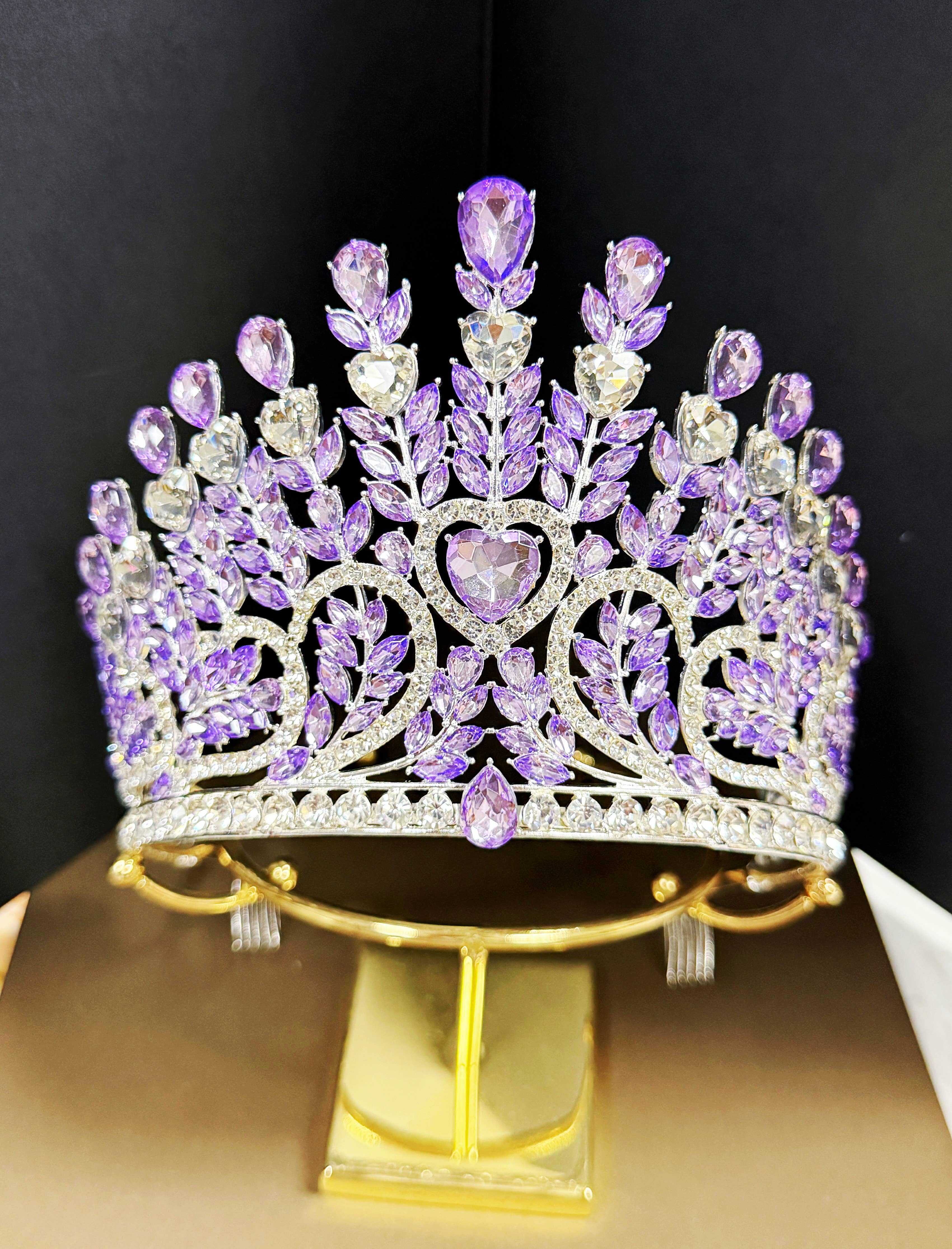 Happy Dream Gifts - Wholesale Tiara - Women's - Pageant Crown, Bridal Headpiece, Purple Crystal Silver Crown0