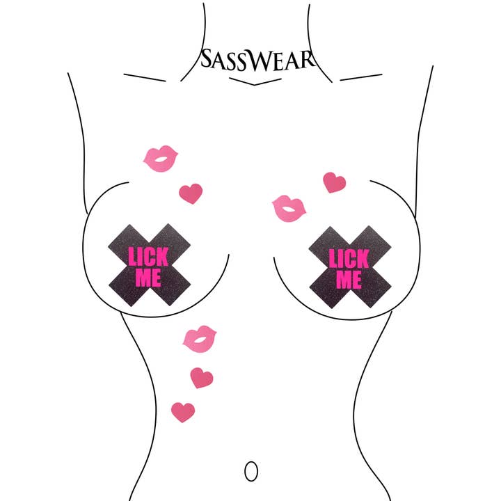 Sasswear – Großhandel Brustwarzenabdeckung – Damen – Glitz Nips Lick Me Neon X Pasteten1