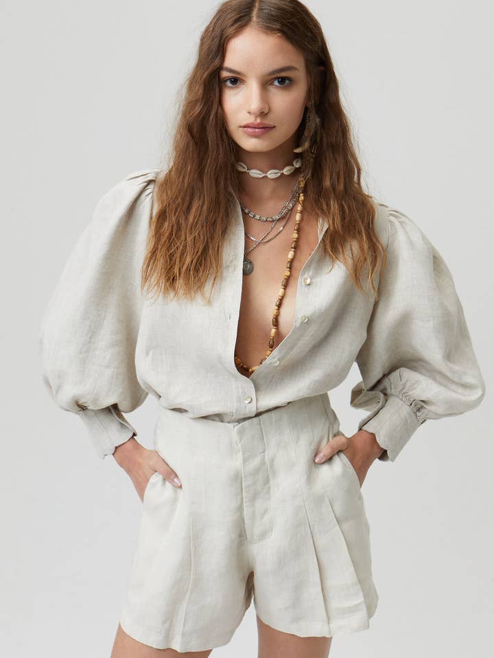 Frida Linen Shorts - Natural for wholesale by Lanhtropy