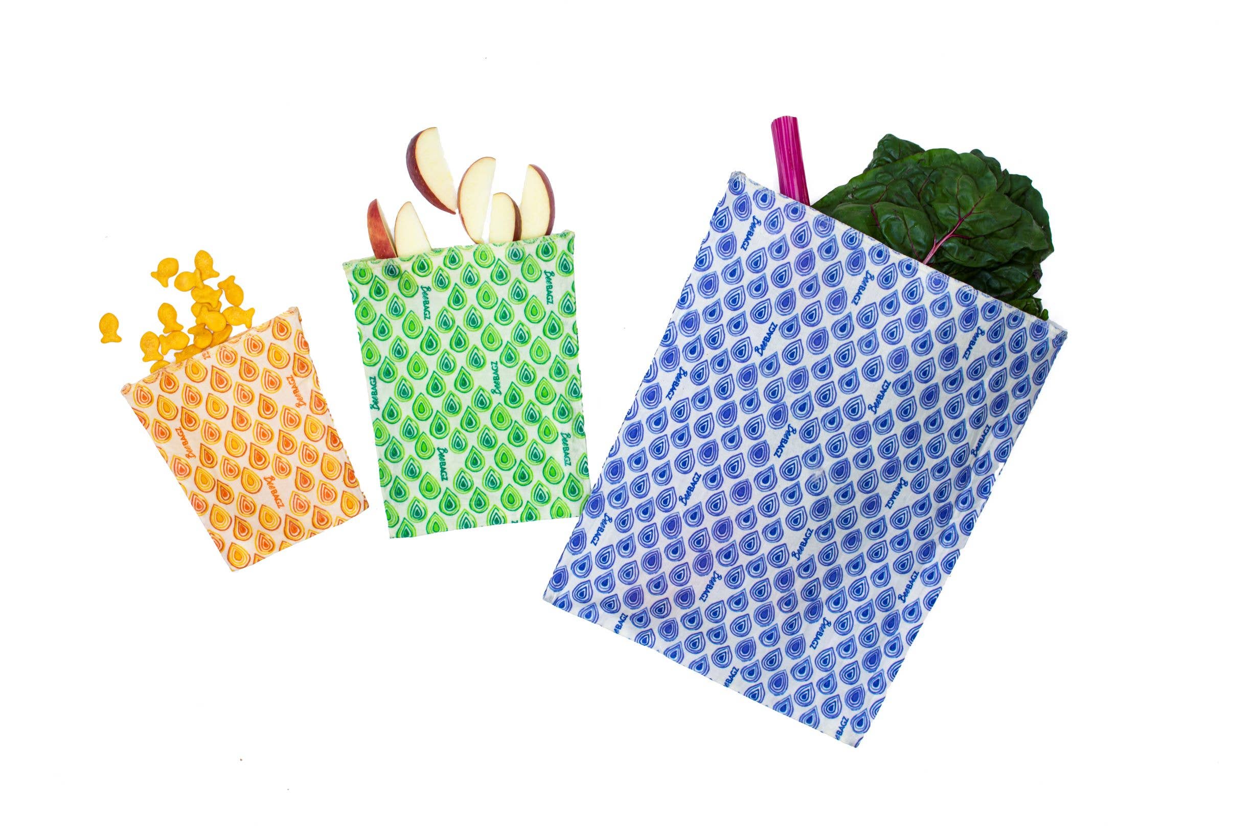 BeeBAGZ Starter Pack Blue The First 100% Plastic Free Beeswax Wrap Baggies
