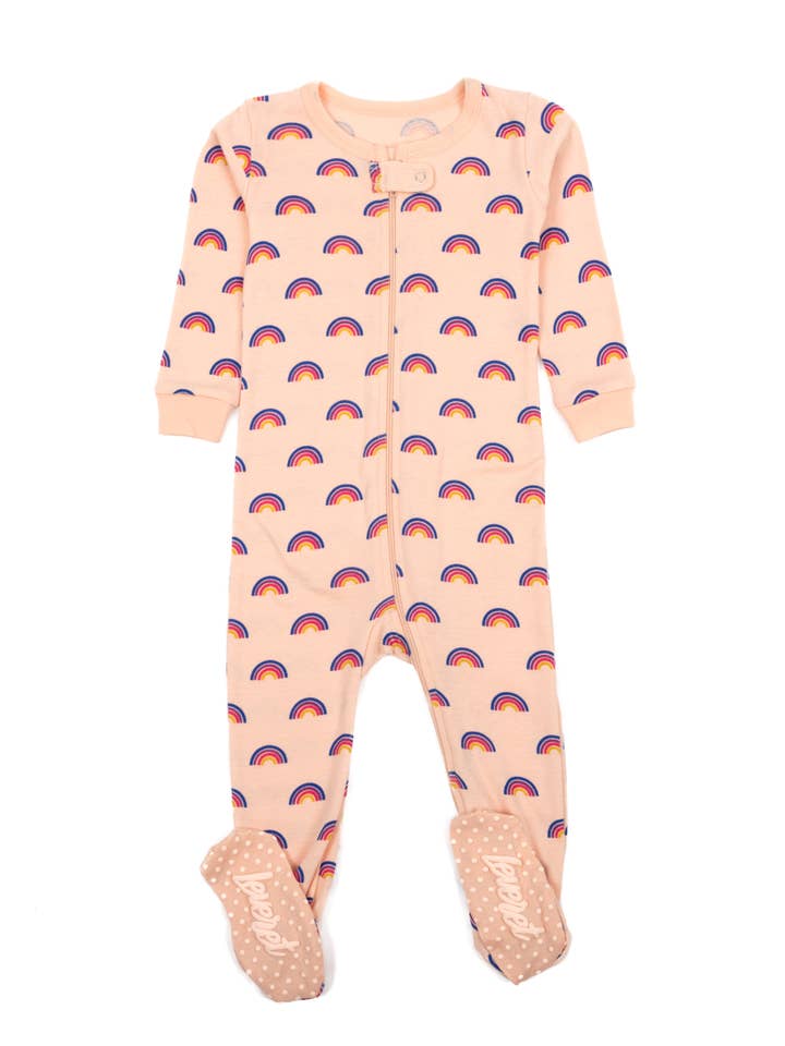 Leveret Pajamas – Großhandel Schlafanzug – Baby – Baby-Fußpyjama aus Baumwolle mit Herz- und Regenbogenmuster, Valentinstag3