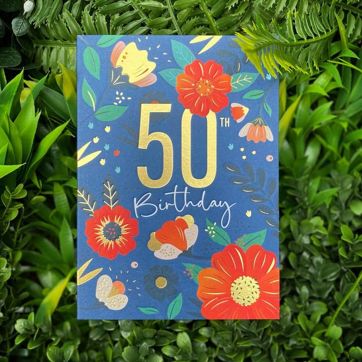 Age 50 Floral Birthday Card for wholesale by Heyyy Ltd