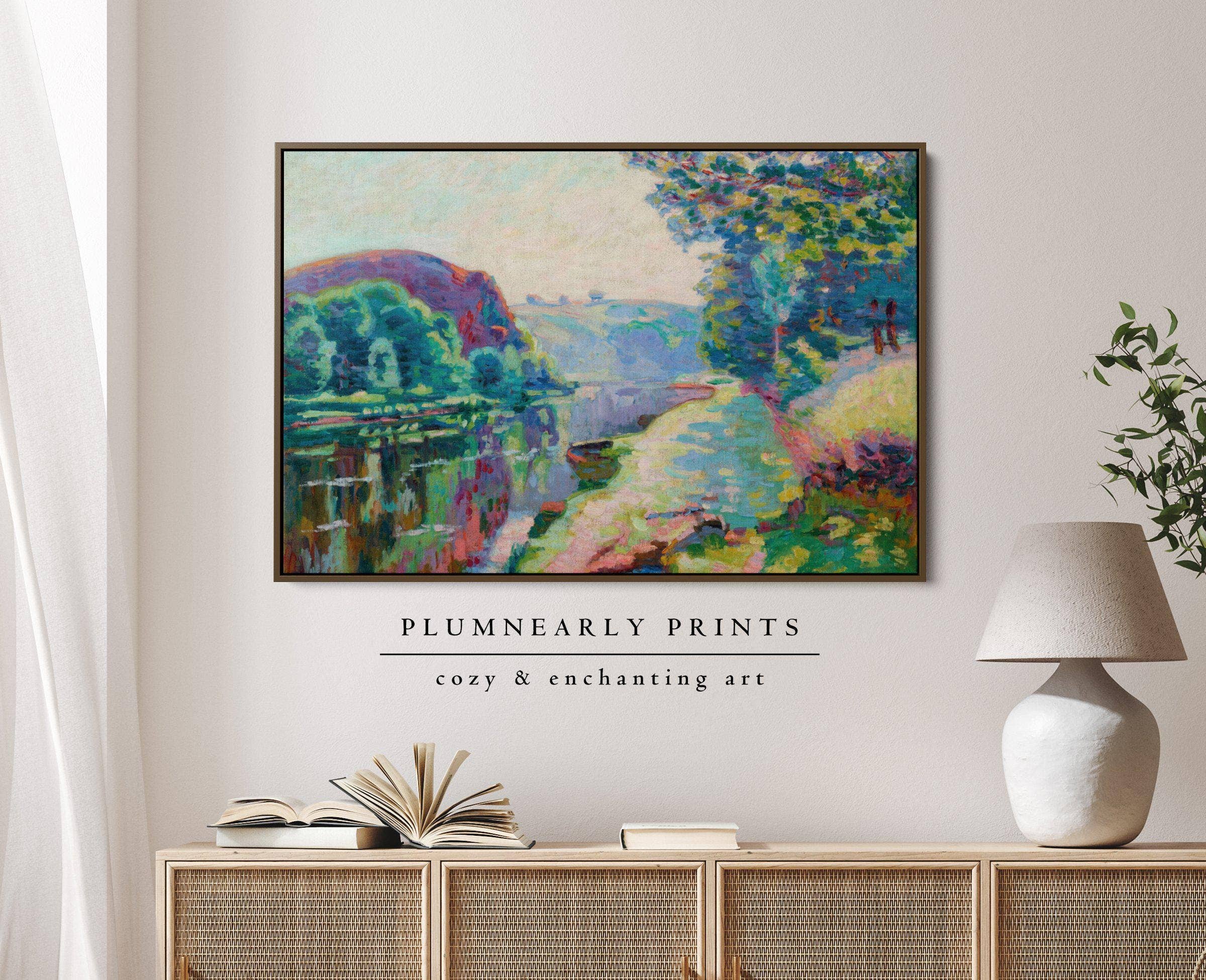 Plumnearly Prints - Wholesale Canvas Art - Periwinkle Purple Landscape Painting Framed Canvas Art 351