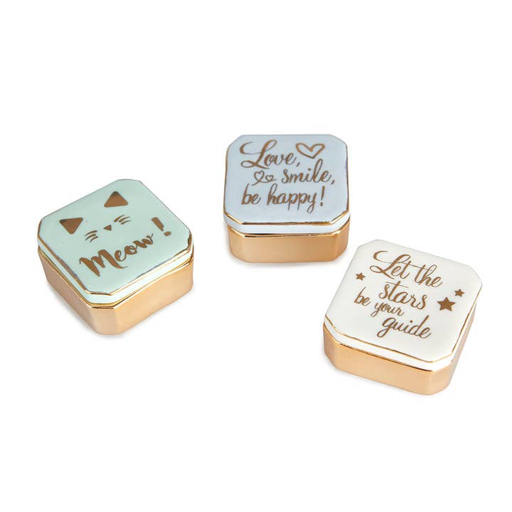 Balvi - Venta al por mayor Joyero/organizador de joyas - Porta anillos,Golden Box,display x18,porcelana