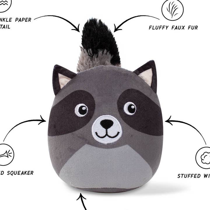 Giocattolo per cani in peluche Rocky Raccoon Fringe per la vendita all'ingrosso da parte di Only An Ocean Europe