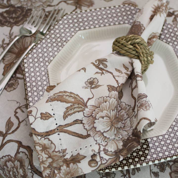 Willamere - Wholesale Dinner & Cloth Napkin - Brown Chestnut Floral Dinner Napkins, Set of Four7