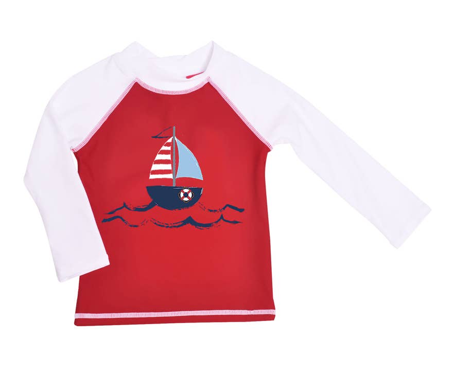 Flap Happy Baby Boys Upf 50 Rash Guard and Infant Swim Diaper Trunk Set