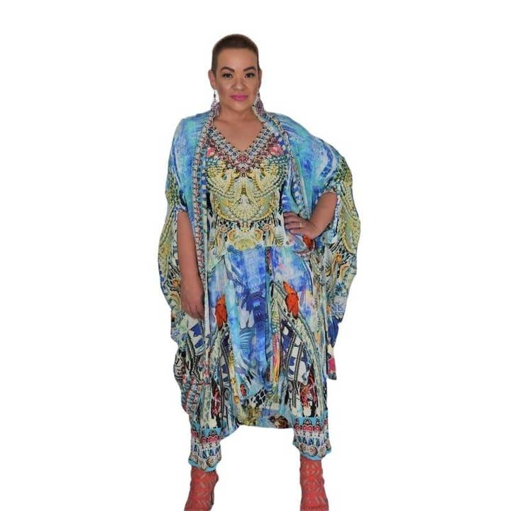 Kaftans that Bling – Engroshandel Bukser - Dame – Paradise blå silke harembukser
