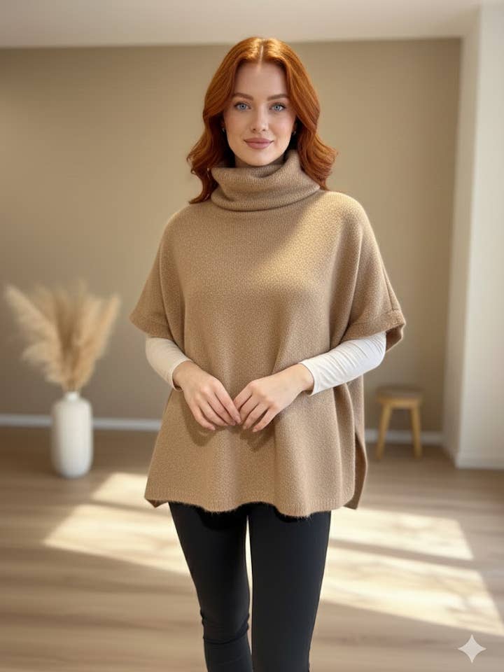 Maglione ampio a collo alto senza maniche per la vendita all'ingrosso da parte di VICTORIA&ISAAC