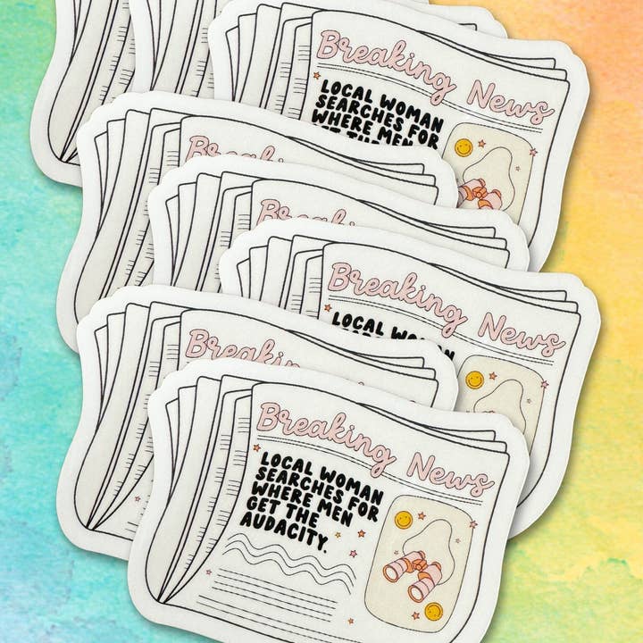 Sprinkles Studios - Wholesale Sticker - Feminist Woman Searches For Where Men Get The Audacity Vinyl Sticker1