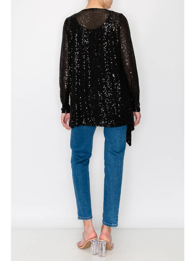 ALL SEQUIN CARDIGAN - 4637 BLACK for wholesale on Faire