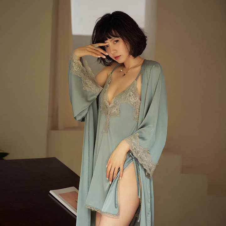 Lingerie by coco - Wholesale Lingerie Set - Women's - Madeline 3 Piece Satin & Lace Lingerie Set