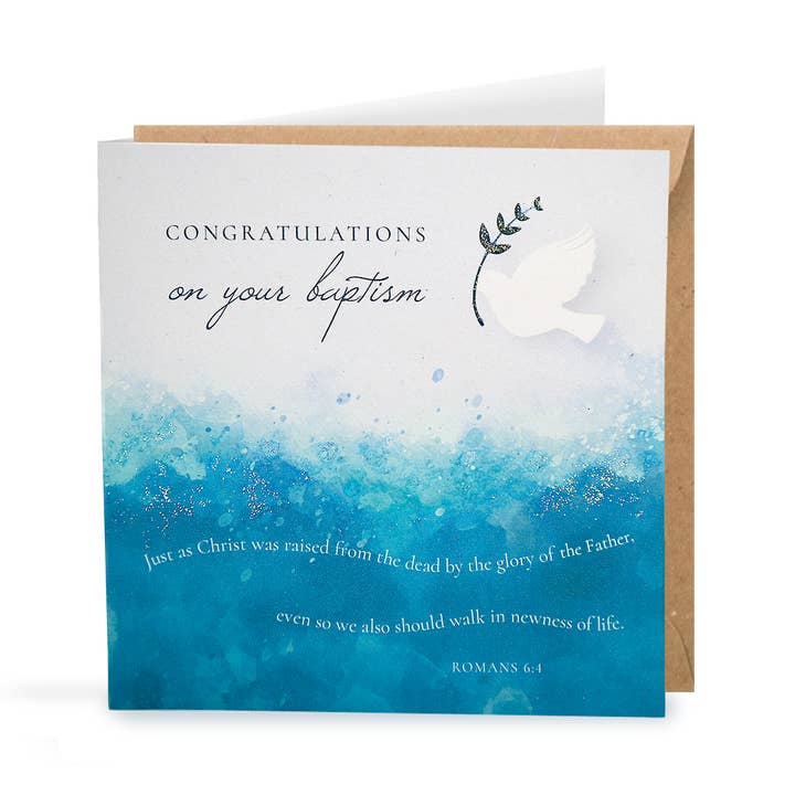 Christian Congratulations on your Baptism Card - Romans 6:4 for wholesale by Ekdesigns