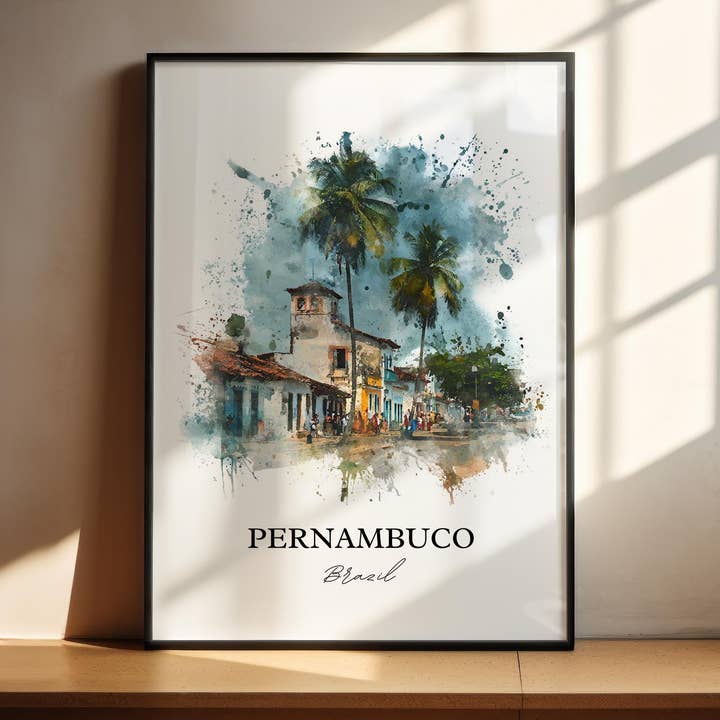 Art mural Pernambouc Brésil, Impression Pernambouc, Art aquarelle Pernambouc, Cadeau Pernambouc, Impression de voyage, Affiche de voyage, Cadeau de pendaison de crémaillère pour la vente par Premium Travel Art