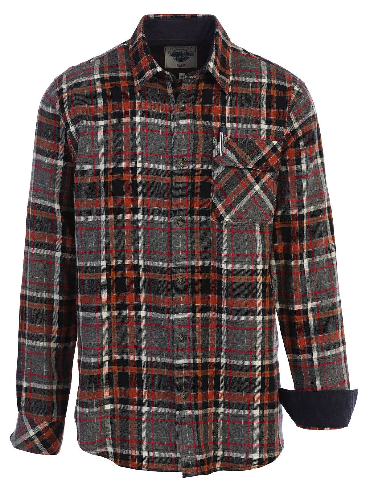 b-one inc - Wholesale Button Down Shirt - Men's - Men's Flannel Button Up Shirt with Corduroy Contrast GB-LS94FC1