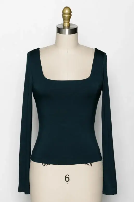 Final Touch - Wholesale Knit Top - Women's - Double Layered Square Neck Basic Top - T1710952