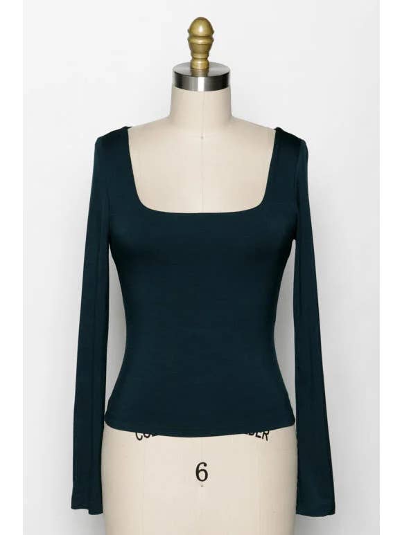 Final Touch - Wholesale Knit Top - Women's - Double Layered Square Neck Basic Top - T1710952