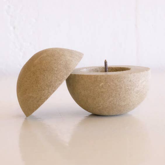 Haze Candle Holder: Kodama, Yamabuki Beige for wholesale by wagumi
