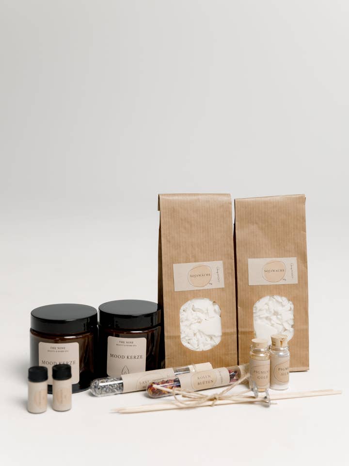 Set grande para hacer velas - kit DIY con tarro de vidrio marrón para venta al por mayor de THE NINE SPACE