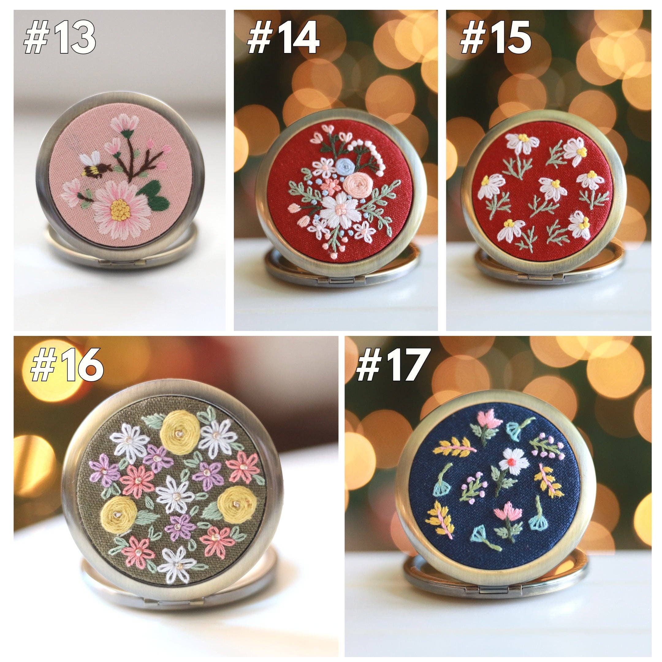 Finer Embroidery - Wholesale Compact Mirror - Floral Embroidered Compact Mirror3