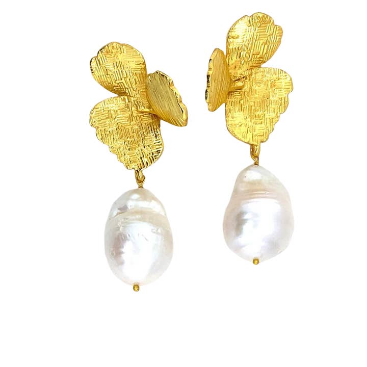 Flora (Baroque Pearl) Statement Earrings for wholesale by Gemajesty Jewellery