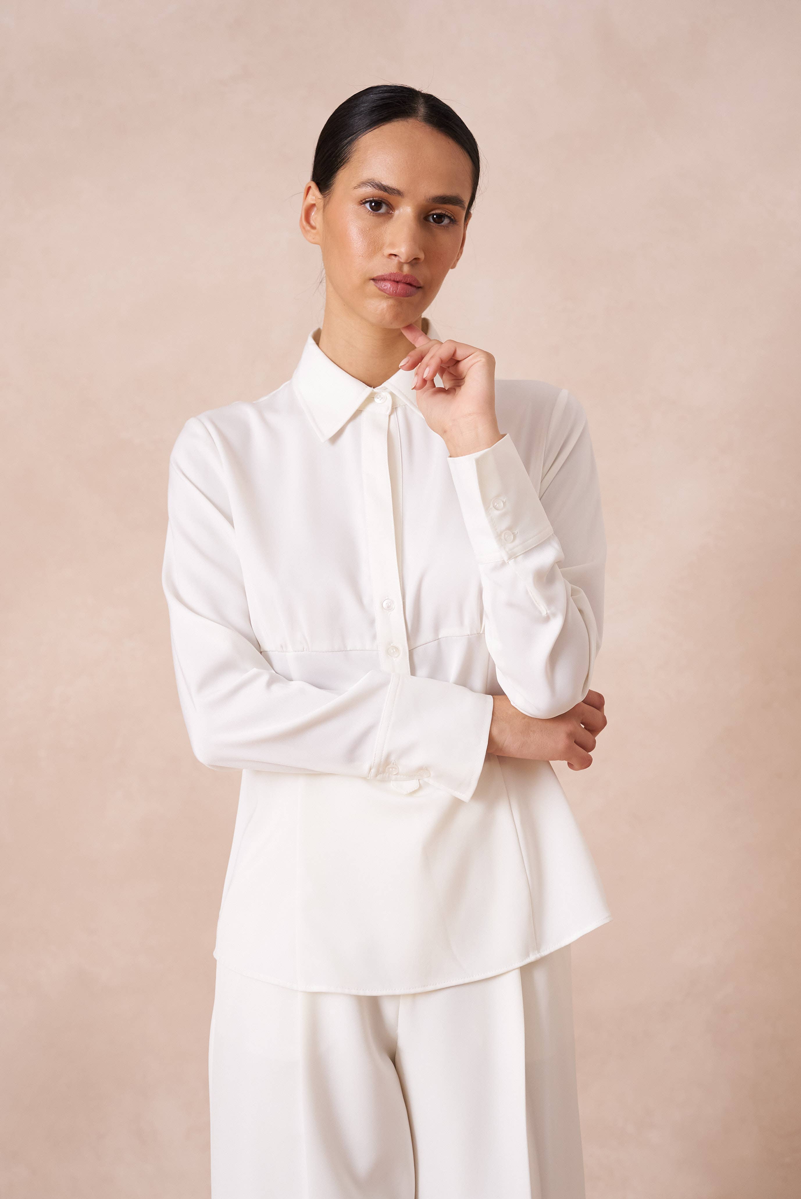 Attentif Paris - Wholesale Button Down Shirt - Women's - Satin corset shirt with lapel collar6