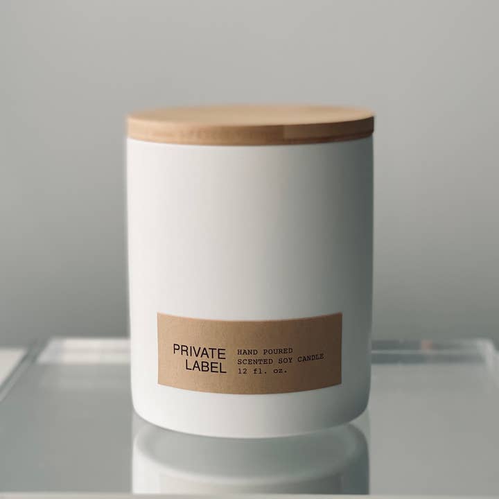 Atelier 880 - Wholesale Jar/filled candle - Private Label White Ceramic 12 oz Candles / Bamboo Lid 2