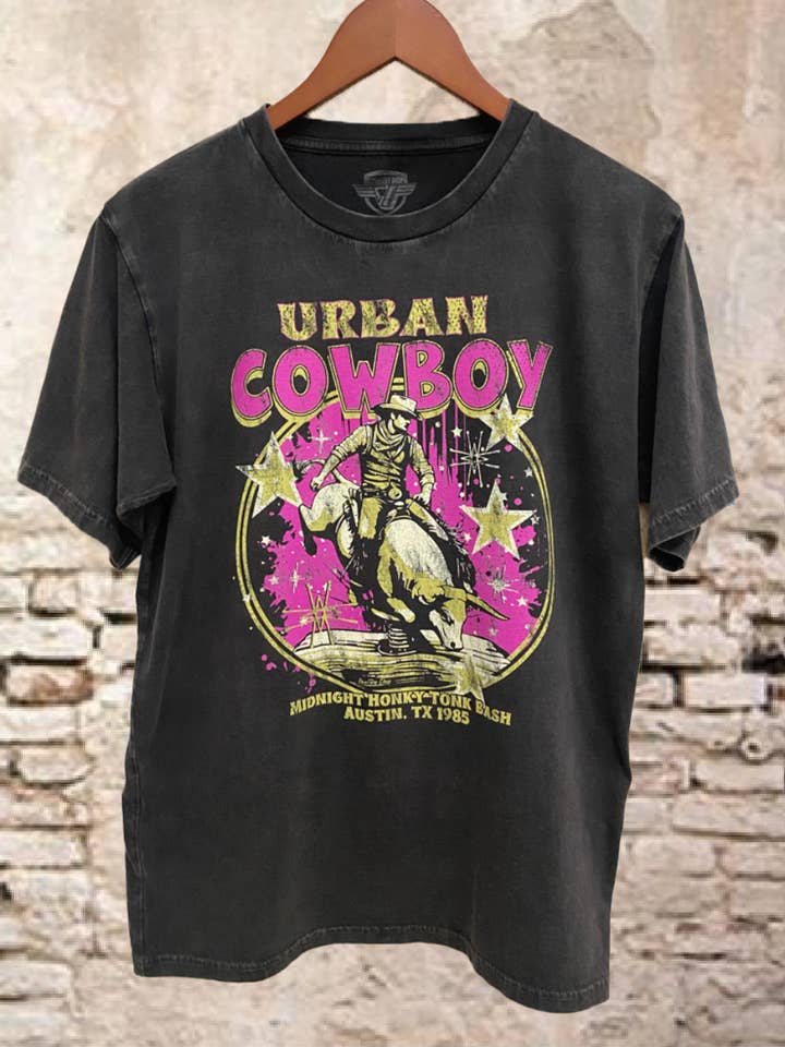 Country Deep Apparel - Wholesale Screen Printed T-Shirt - Unisex - Urban Cowboy Austin Texas Bash Acid wash Relaxed Tee