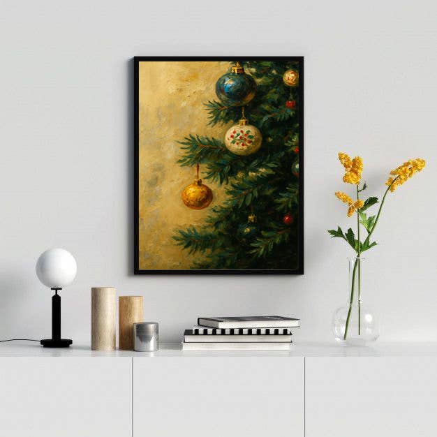 DTF Office - Wholesale Canvas Art - Vintage Christmas Tree Ornaments Canvas: Holiday Wall Art 1