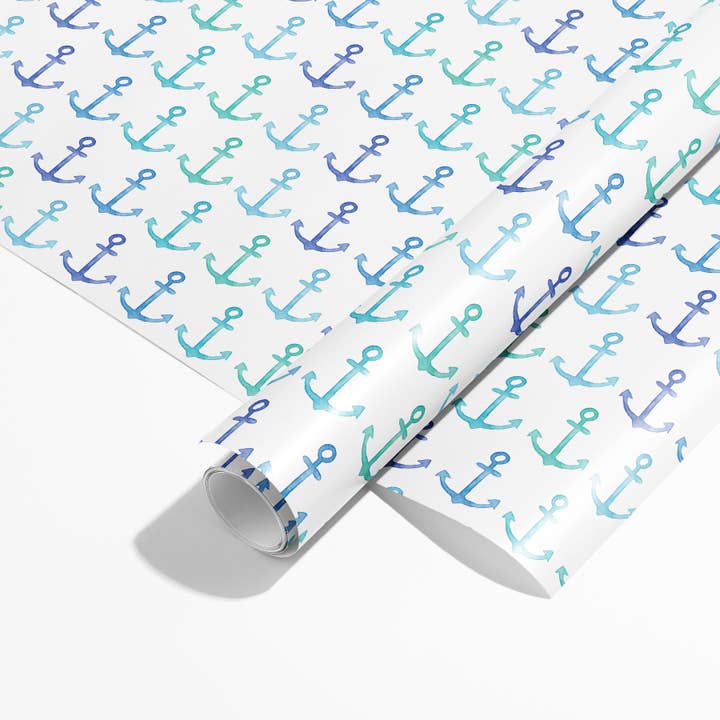 Carta da regalo Blue Anchors | Carta da imballaggio costiera per la vendita all'ingrosso da parte di Gert & Co