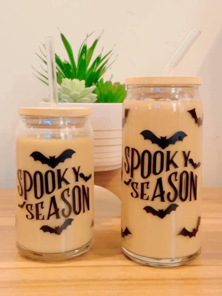 16 oz spooky season can glass for wholesale by Pink pretty designs