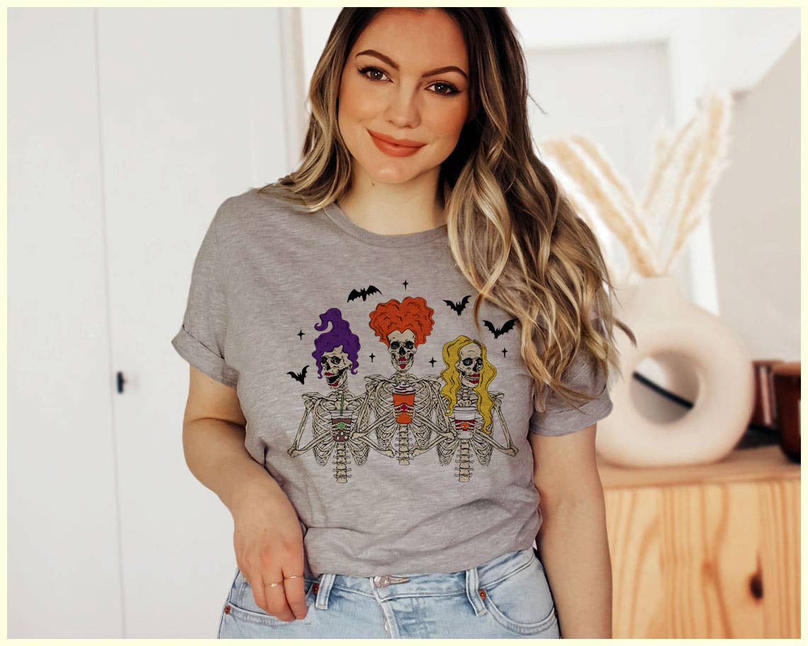 House Of Rodan - Wholesale T-Shirt (Graphic) - Women's - Sanderson Coffee Skeletons - Hocus Pocus Halloween Shirt1