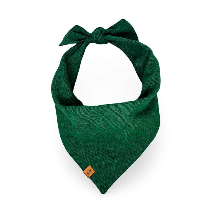 Lush Green Herringbone Dog Bandana for wholesale by Cuddl