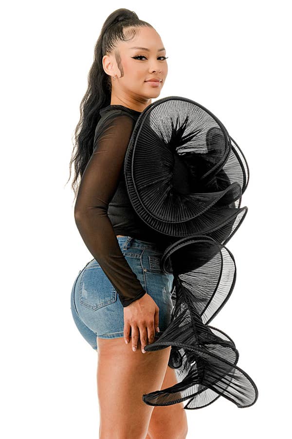 Black Round Neck Mesh Top &  Ruffle Tank Top Set for wholesale on Faire1