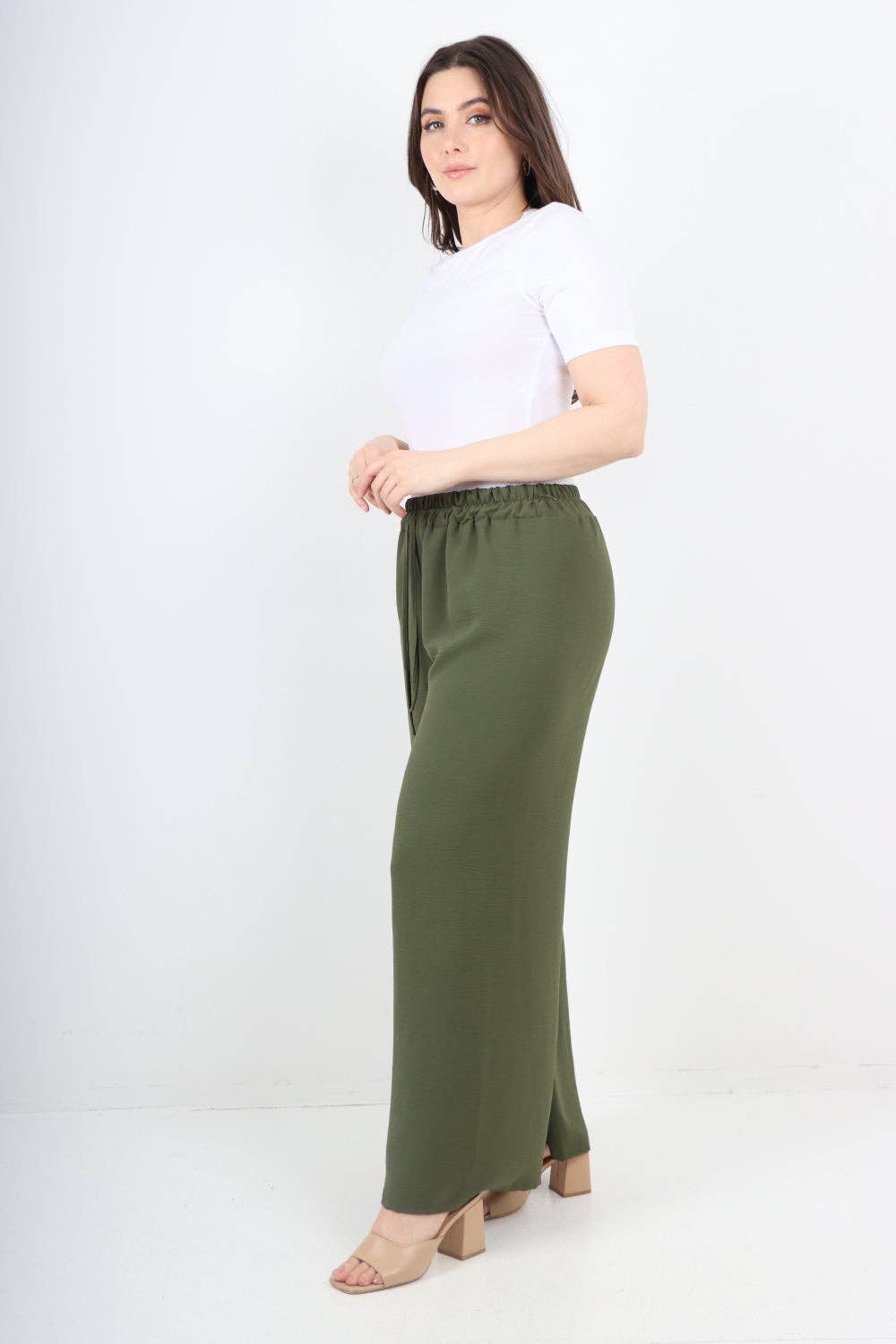 Miss Bold – wholesale Pants – Women's – Italian Elastic Waistband Drawstring Wide Leg Trousers21