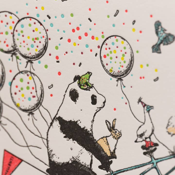 Porchlight Press Letterpress - Wholesale Birthday Card - Tandem Bike Party Card1