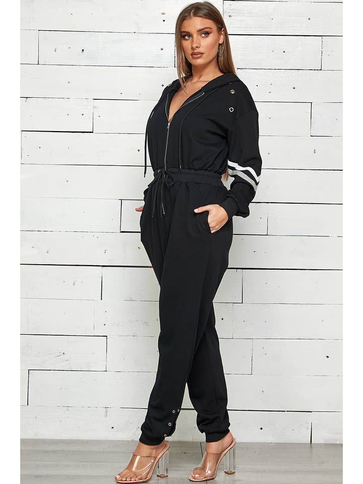 Shop Michella - Wholesale Jumpsuit - Dames - FRENCH TERRY GESTREEPTE JOGGER JUMPSUIT MET RITS9