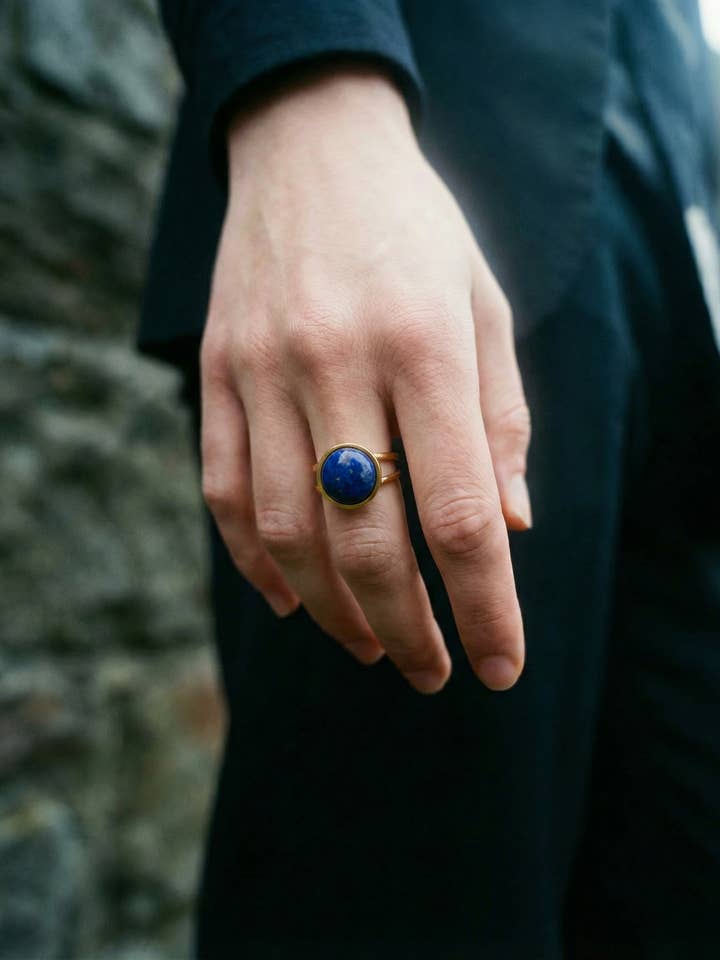 Nebulae Core Ring - Gold Lapis Lazuli 10mm for wholesale by Lawless